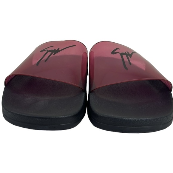 GIUSEPPE ZANOTTI NWT MEN’S BLACK PURPLE PINK SLIDES SANDALS SIZE 12 /45 - Picture 3 of 12